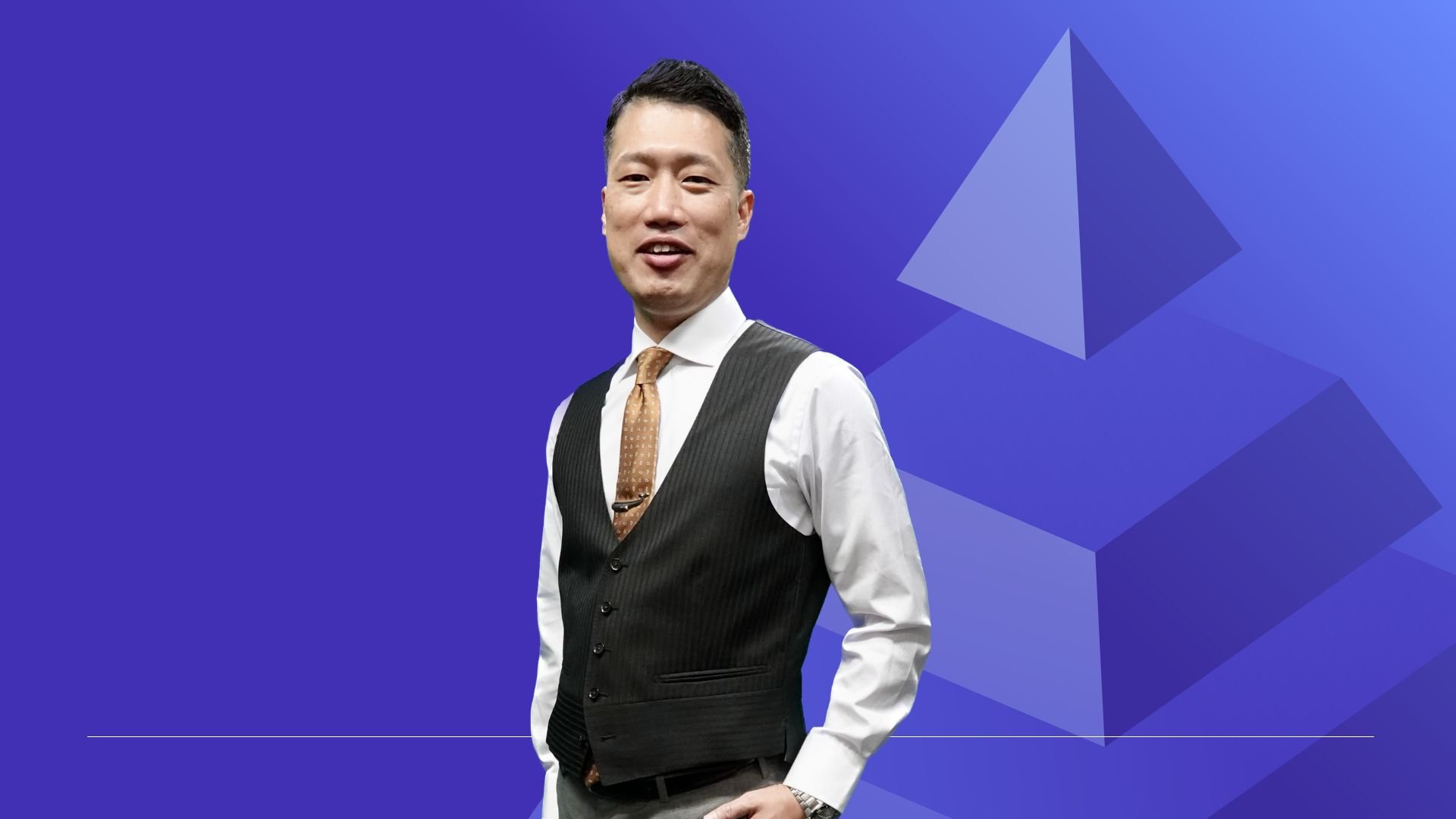 濃い青と薄い青 グラデーション リーダーシップ ワークショップ ウェビナー Keynoteプレゼンテーション